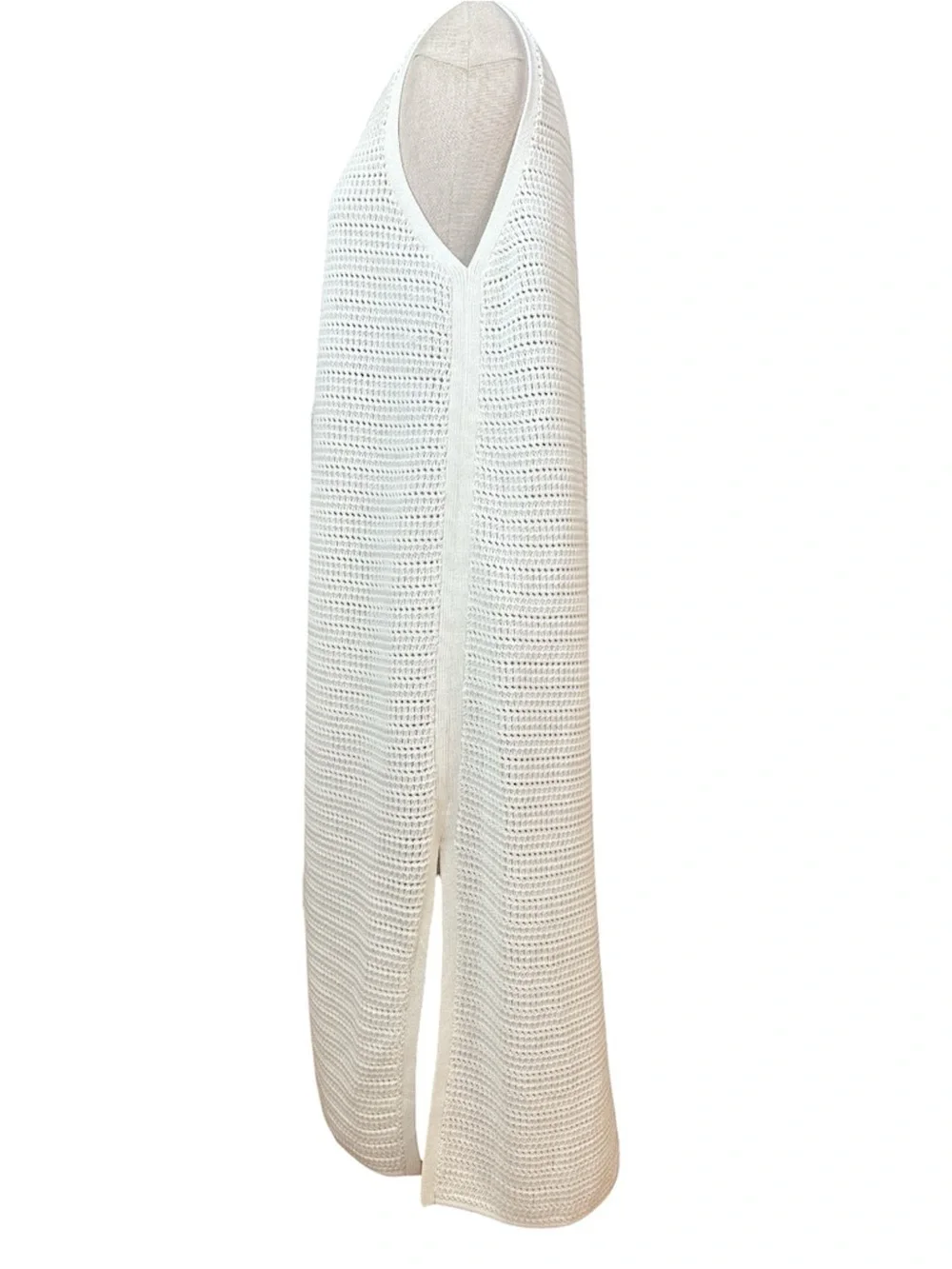 ME + EM Cotton Cardigan Dress in White Size Large Coastal Quiet Luxury